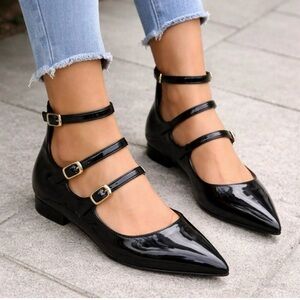 I.N.C. International Concepts Valan Black Triple Straps Flats Size 10 (MSRP $80)